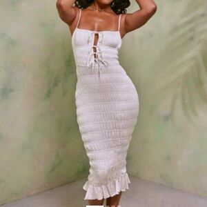 Oh Polly Heidi White Midi Dress